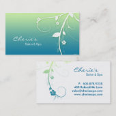 Grün-blaue BlumenWirbelsgeschäftskarte Visitenkarte (Vorne/Hinten)