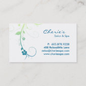 Grün-blaue BlumenWirbelsgeschäftskarte Visitenkarte (Rückseite)