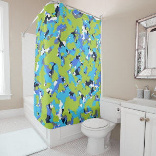 Grün-blaue Camouflage-Tarnmusterdruck Duschvorhang