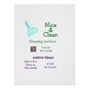 Grün blaue Gitter saubere Mop Hinzufügen Name Adre Poster