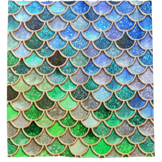 Grün-blaue glänzende Ombre Duschvorhang (Vorderseite)