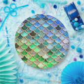 Grün-blaue glänzende Ombre Pappteller (Party)