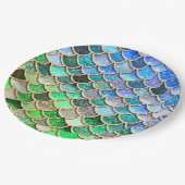 Grün-blaue glänzende Ombre Pappteller (Schrägansicht)