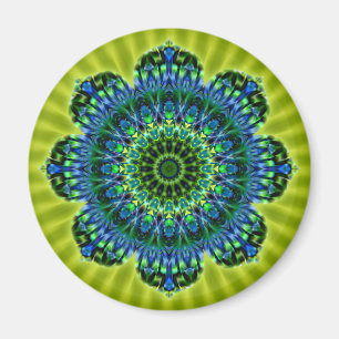 Grün-blaue hellgrüne Blume des Mandala Magnet