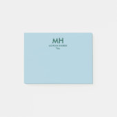 Grün Blaue Minimale Saubere Initialen Post-it Klebezettel (Vorderseite)