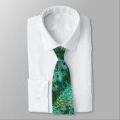 Grün-blaue Pfau-Feder-Muster-Bindung Krawatte (Gebunden)