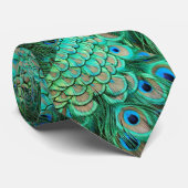 Grün-blaue Pfau-Feder-Muster-Bindung Krawatte (Gerollt)