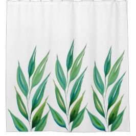 Grün blaue Pflanze des Chic Ocean Aquarell Duschvorhang