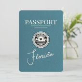Grün-blauer Florida Reisepass Save The Date (Stehend Vorderseite)