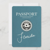 Grün-blauer Florida Reisepass Save The Date (Vorderseite)