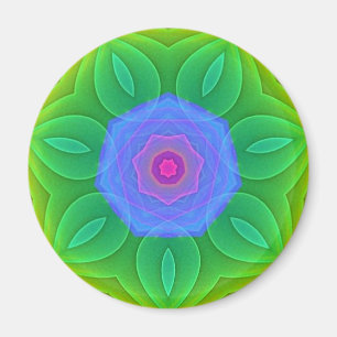 Grün-blauer Fraktalmandala-Stern-Kühlschrankmagn Magnet