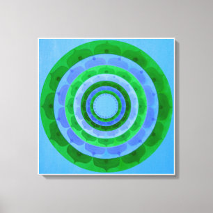 Grün-blauer Mandala-Leinwand-Druck Leinwanddruck