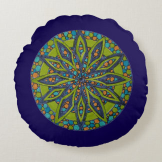 Grün/Blauer Starburst-Mandala-Rundkissenbezug Rundes Kissen