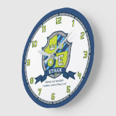 Grün-blaues Bärnschild der Ethan Große Wanduhr (Winkel)