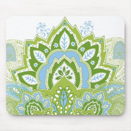 Grün-blaues Paisley Mousepad (Vorne)