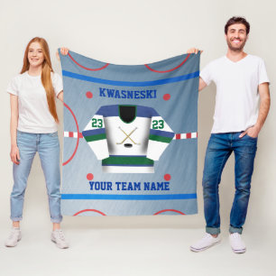 Grün Blue Wh. Eishockeyschläger Player Jersey Fleecedecke