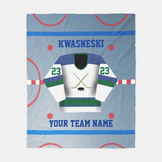 Grün| Blue Wh. Eishockeyschläger| Player Jersey Fleecedecke (Vorderseite)