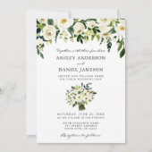 Grün blühende Bouquet Hochzeitsfeier Einladung (Vorderseite)