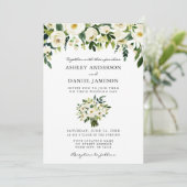 Grün blühende Bouquet Hochzeitsfeier Einladung (Stehend Vorderseite)