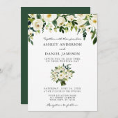 Grün blühende Bouquet Hochzeitsfeier Einladung (Vorne/Hinten)