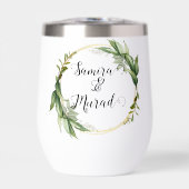 Grün blühende Hochzeit Thermal Wine Tumbler (Vorderseite)