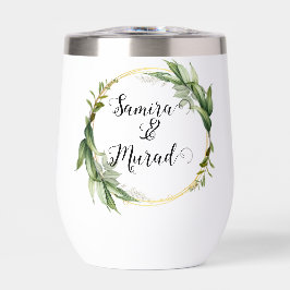 Grün blühende Hochzeit Thermal Wine Tumbler