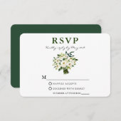 Grün blühende Wasserfarben Bouquet Grüne RSVP Karte (Vorne/Hinten)