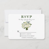 Grün blühende Wasserfarben Bouquet Grüne RSVP Karte (Vorderseite)