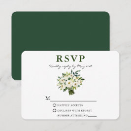 Grün blühende Wasserfarben Bouquet Grüne RSVP Karte
