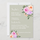 Grün blühendes Rosenrot Brautparty Einladung (Vorderseite)