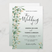 Grün-Blume Hochzeit Einladung (Vorne/Hinten)