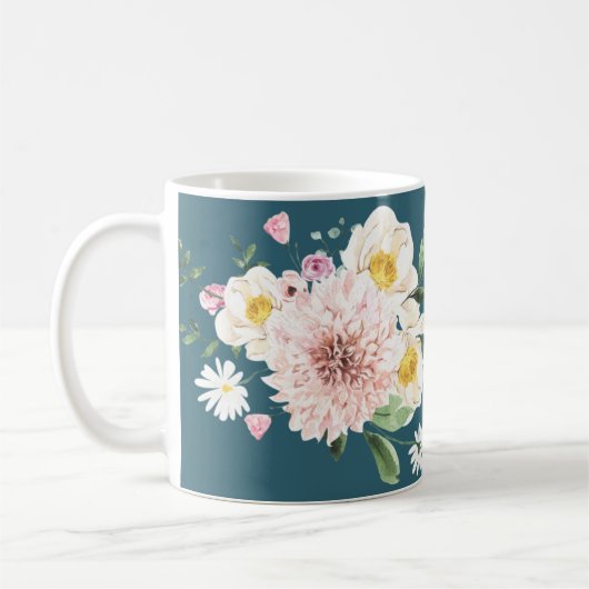 Grün, Blume Kaffee T-Shirt Tasse Trinkbehälter (Links)