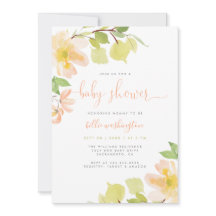 Grün & Blush Pink Floral Script Babydusche