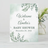 Grün blütenblütendusche Mädchen Begrüßung Anmeldun Ankündigung (Stehend Vorderseite)