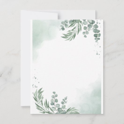 Grün blütenblütendusche Mädchen Begrüßung Anmeldun Save The Date (Rückseite)