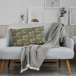 Grün blütenrosa Kissen