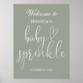 Grün-Boho-Neutral-Baby-Sprinkle Begrüßungszeichen Poster (Vorne)