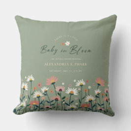 Grün-Boho-Wildblume-Baby in Blütendusche Kissen