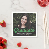 Grün | Bold Script Foto Abschluss Serviette (Beispiel)