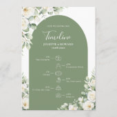 Grün Botanisch Floral Hochzeits-Zeitplan Programm (Vorderseite)