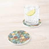 Grün Braun Blau Gelbe Quadrate Getränkeuntersetzer (Seite)