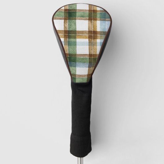 Grün Braun Blau Kariert Gestreift Golf Headcover (Vorderseite)