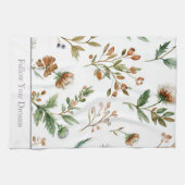 Grün Braun Creme Lila Blumen Geschirrtuch (Horizontal)