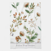 Grün Braun Creme Lila Blumen Geschirrtuch (Vertikal)