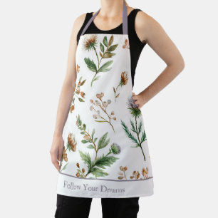 Grün Braun Creme Lila Blumen Schürze