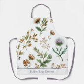 Grün Braun Creme Lila Blumen Schürze (Vorderseite)