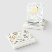 Grün Braun Creme Lila Blumen Steinuntersetzer (Seitenansicht)