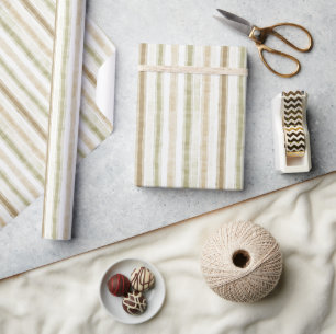 Grün Braun Creme Streifen Geburtstag Geschenkpapier
