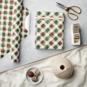 Grün Braun Creme Streifen Geburtstag Geschenkpapier