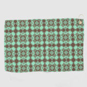 Grün Braun Karo Argyle-Muster Golfhandtuch (Horizontal)
